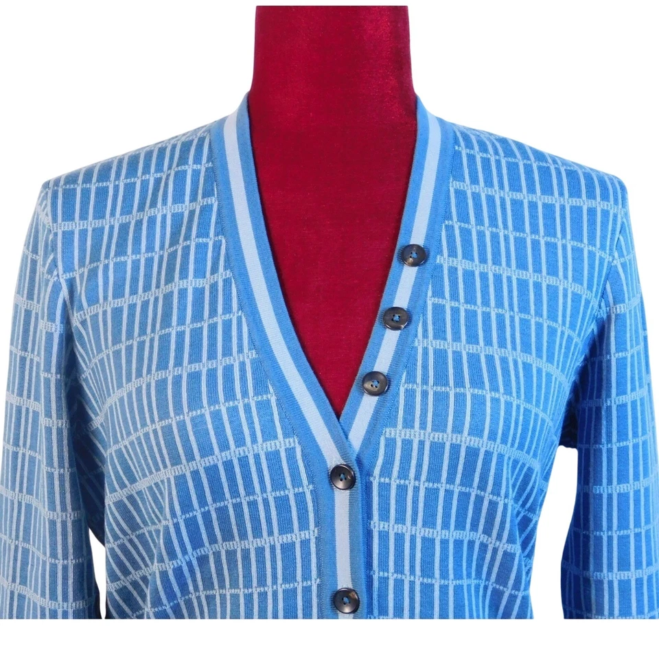 Кардиган Brooks Brothers двойной жаккардовый из шелковой/хлопковой смеси средний синий BWW02 - Изображение 2 из 4