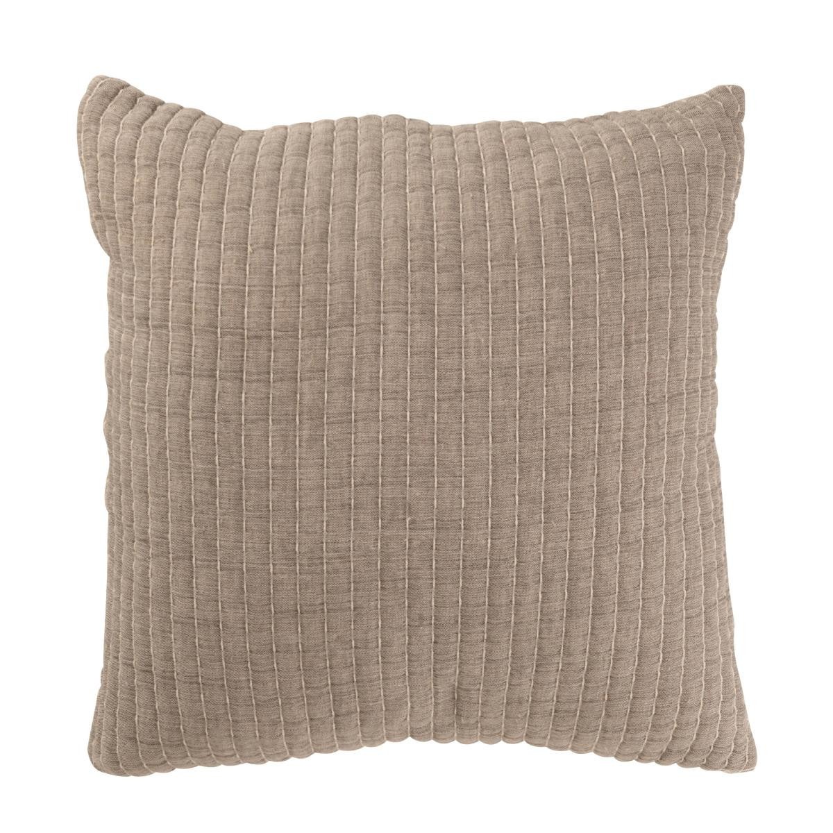 Coussin Teddy gris 45x45cm à lignes pour un canapé cosy moderne