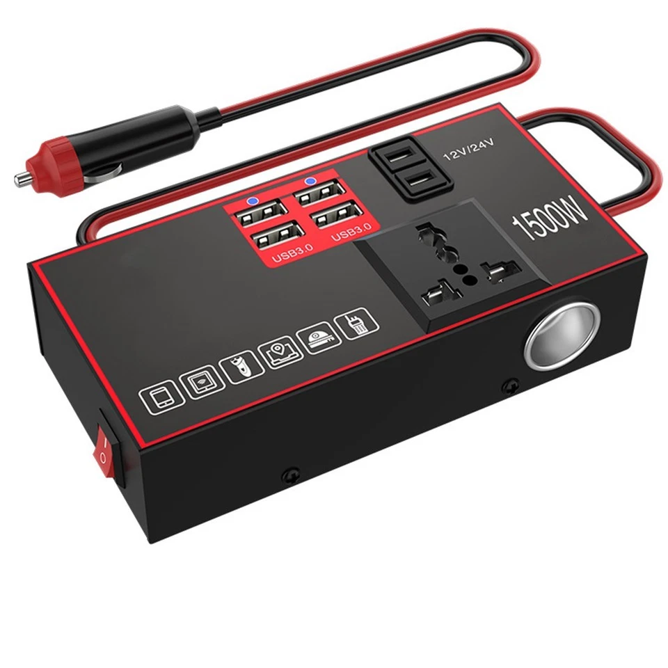 Convertisseur de puissance Onduleur Voiture 1500W 12V 24V ?? 220V pour Plusieurs - Photo 4/4
