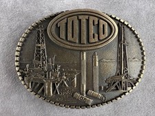 VINTAGE 1981 TOTCO Oilfield Solid Brass Belt Buckle - Award Design Medals