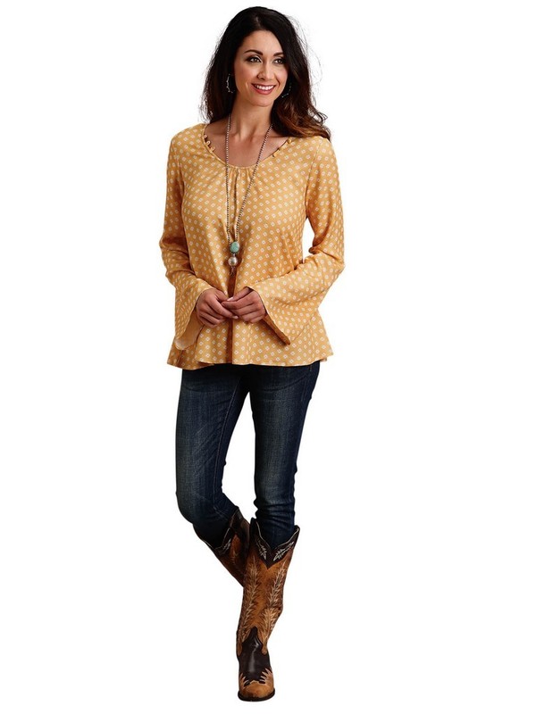 Stetson Western Shirt Womens L/S Aztec L Yellow 11-050-0590-2031 YE CLEARANCE