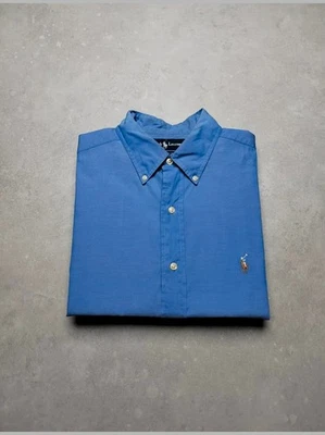Chemise Premium Ralph Lauren manches longues - Homme XL - Bleu Logo Premium - Photo 1/4