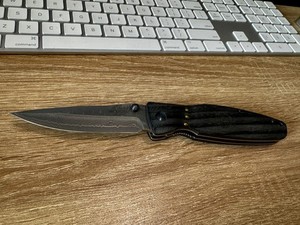 MCUSTA SENGOKU Oda Nobunaga VG-10 Damascus Blade Black Micarta Pocket Knife