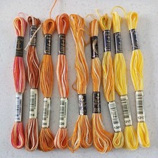 Anchor Lamé x9 Mixed Yellows/Oranges/Browns Embriodery Thread.