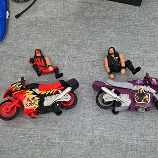 WWF Attitude Kane & Undertaker Wrestling Figures Lot with Motorcycles