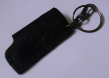Leather Lighter Holder flaming 8 ball logo (for Bic or Scripto) w/key chain