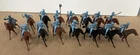 Vtg Marx Fort Apache Playset Lot of 14 Powder Blue Calvary and Pioneer w/ horses