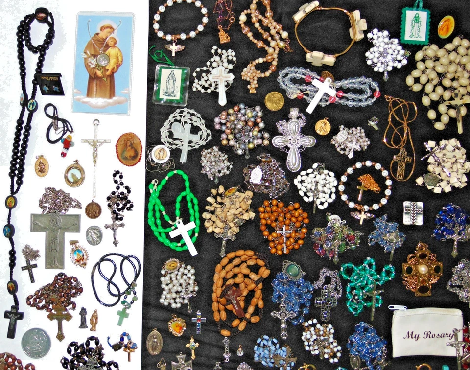ENORME Lote 230 piezas Vintage-Mod Cristiano Católico Rosarios Cruces Crucifijo Medallas+ Foto 2 de 4