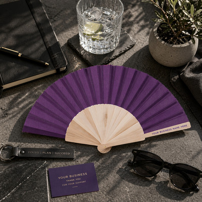 Personalisierter Holz Handfächer Firmenname Firmenevent Werbehandfächer