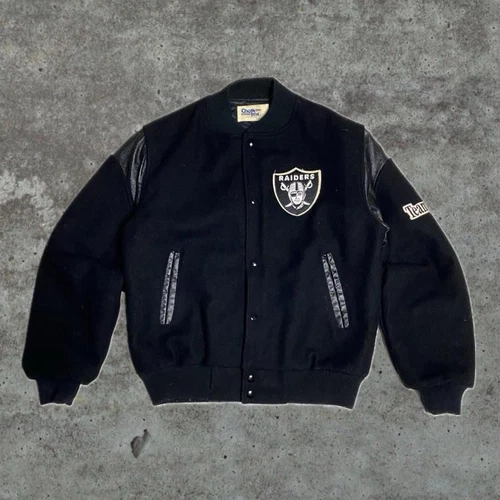 Vintage 90s Chalk Line Team NFL Raiders Wool Varsity Jacket sz. Small  - product listing photo