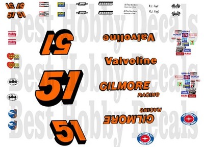  #51 A. J. FOYT Gilmore Racing 1/64th - HO Scale Waterslide Slot Car Decals