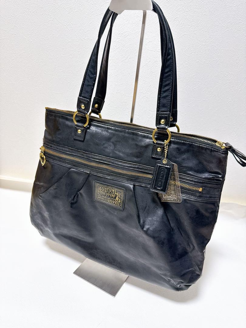 Coach Black Leather Tote Bag F20004 m4_0706