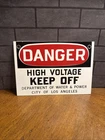 Vintage Metal Industrial Sign - Danger High Voltage DWP City of Los Angeles 10x7