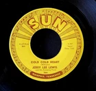 JERRY LEE LEWIS Cold Cold Heart / It Won't Happen With Me Nr MINT Sun Records 45