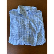 Charles Tyrwhitt Mens Blue Checkered Classic Fit Non-Iron Dress Shirt 19/37