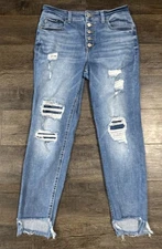 Maurices Women's Everflex High Rise Ankle Distressed Jeans Size 12