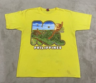 Vintage Bohol Philippines Tarsier Souvenir Graphic T Shirt Yellow XL Yalex Gold