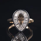 Sparkling Pear Cut Diamond Mount Women Engagement Ring Setting V Prong 14K Gold