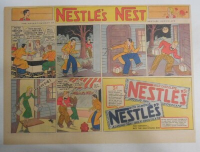 Nestle's Chocolate Bars Ad: Featuring Nestle's Nest ! from 1930's 11 x 15 inches