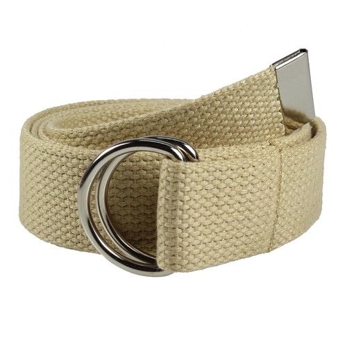 Canvas Web D Ring Belt Silver Buckle Military Style for men & women - Picture 10 of 41