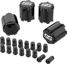 10L0L Golf Cart Wheel Center Caps and Lug Nuts for EZGO Club Car, Black