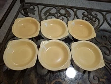 Vintage Homer Laughlin Oven Serve Shirred Egg Dishes (6) Melon Yellow Flowers