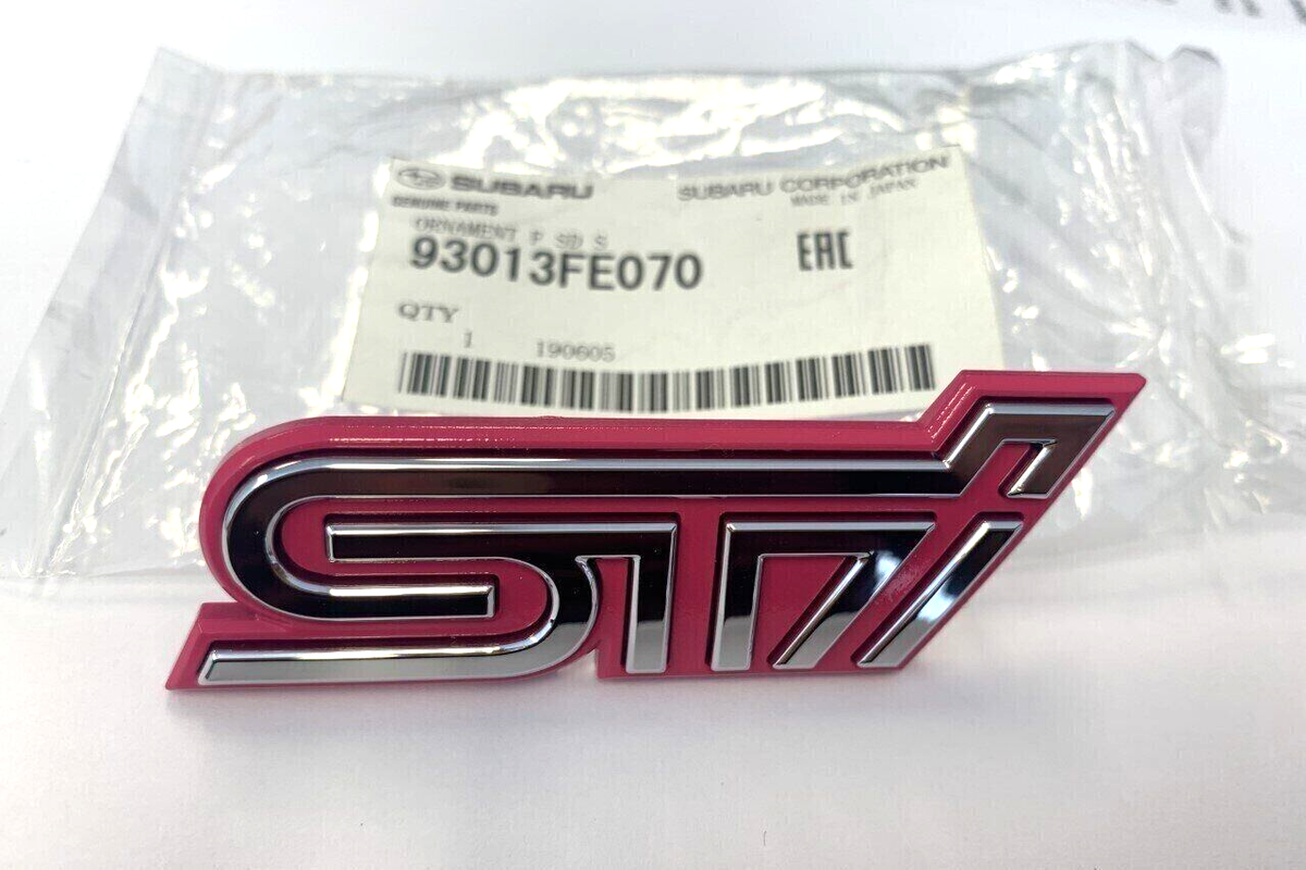ELP★Same UK Pink  i logo オリジナル SUBARU GENUINE Impreza Pink Grille Emblem Nameplate Badge WRX STi