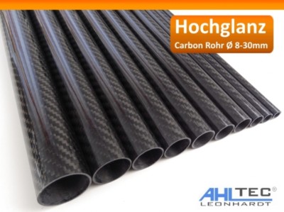 Hochglanz Carbon Rohr Ø 8-30mm / CFK Tube 3K Köper 1000mm / Hobbyline / teleskop