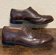 Lands End Leather Oxford Dress Shoes Made In USA Brown Men’s 8.5 EEE Narrow