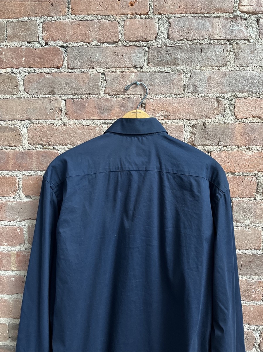 Vintage Prada Men's Shirt, Sz 15.5/39, Navy Blue Cotton