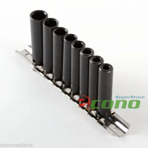 9pc 1/4" DRIVE METRIC DEEP AIR IMPACT SOCKET SET METRIC MM W/STORAGE RAKE - Image 2 of 2