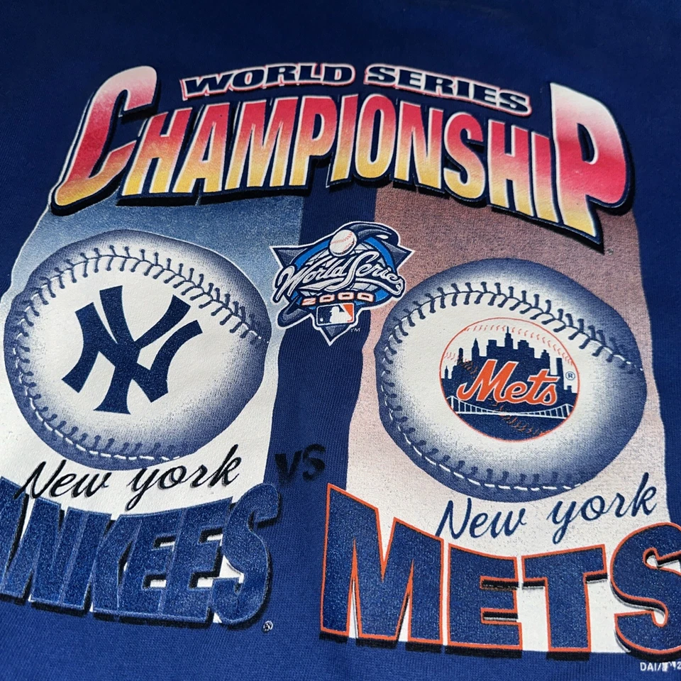 2000 New York Yankees vs METS Subway Series Serie Mundial X GRANDE Sudadera Azul Foto 2 de 4