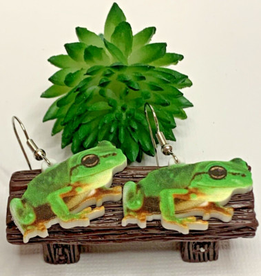 Frog Earrings, Unique Earrings, Gift Idea, Frog Jewelry, Unusual Jewelry
