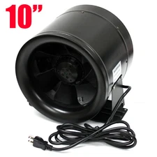 10" Inline Fan 1019 CFM Duct Booster Exhaust Cooling Ventilation Can-Fan Black