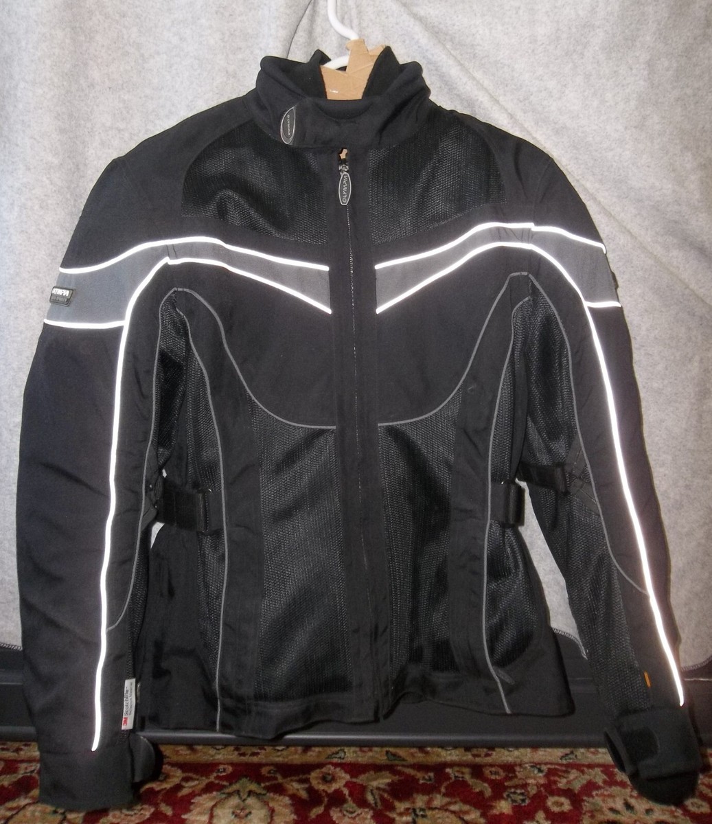 Olympia Black Motorcycle Jacket w/Rain/Wind Liner Jacket Pants-Size Small - Main Image