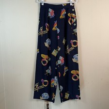 WOMEN S VINTAGE BREECHES BLUE CRUISE BON VOYAGE NOVELTY PRINT PANTS - SIZE 10