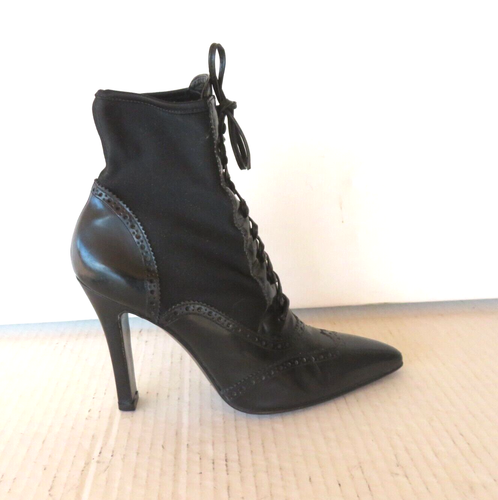Dolce & Gabbana Black Leather Lace Up Wedge Booties Women Shoes 7-7.5M Goth Vtg - Picture 8 of 22
