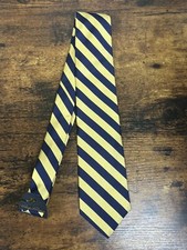 Brooks Brothers Yellow With Navy Stripes 100 Silk Men's Necktie 58"