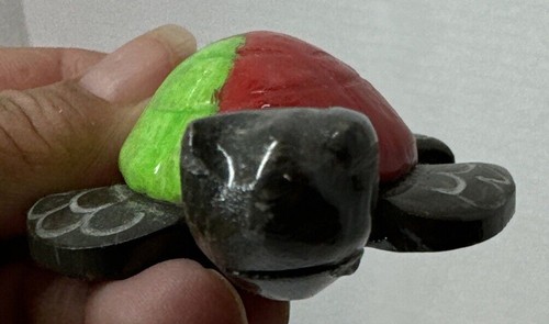 Small Hand Carved Craving Stone Turtle Green Purple Red shell onyx granite - Picture 5 of 7