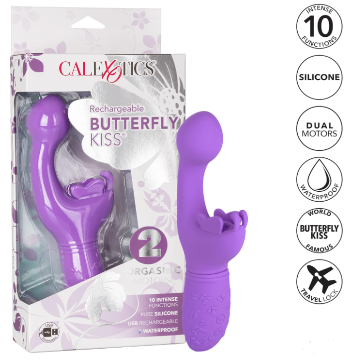 Rechargeable G Spot Vibrating Massager, Butterfly Kiss Vibrator - Choose  Color