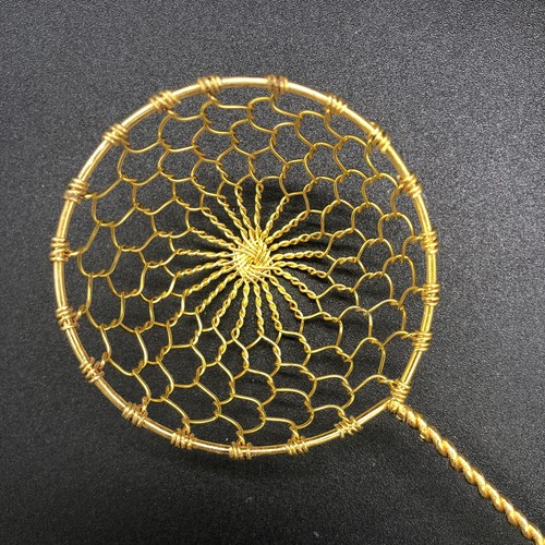 2 Vintage Gold Metallgitter Löffel Schaufel Draht Öl Abschäumer Sieb Spiegelei Ei Lift - Bild 2 von 6