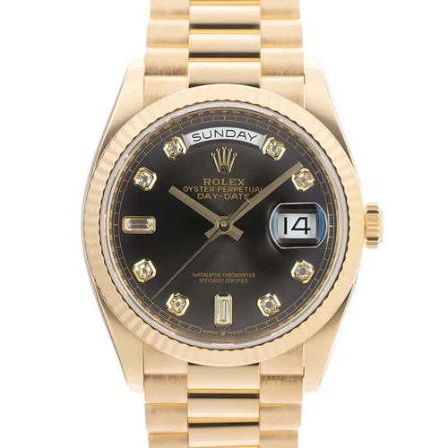 ROLEX Day Date 36 128238A Dark Gray Gem-set Dial Warranty 2019 Box/Paper