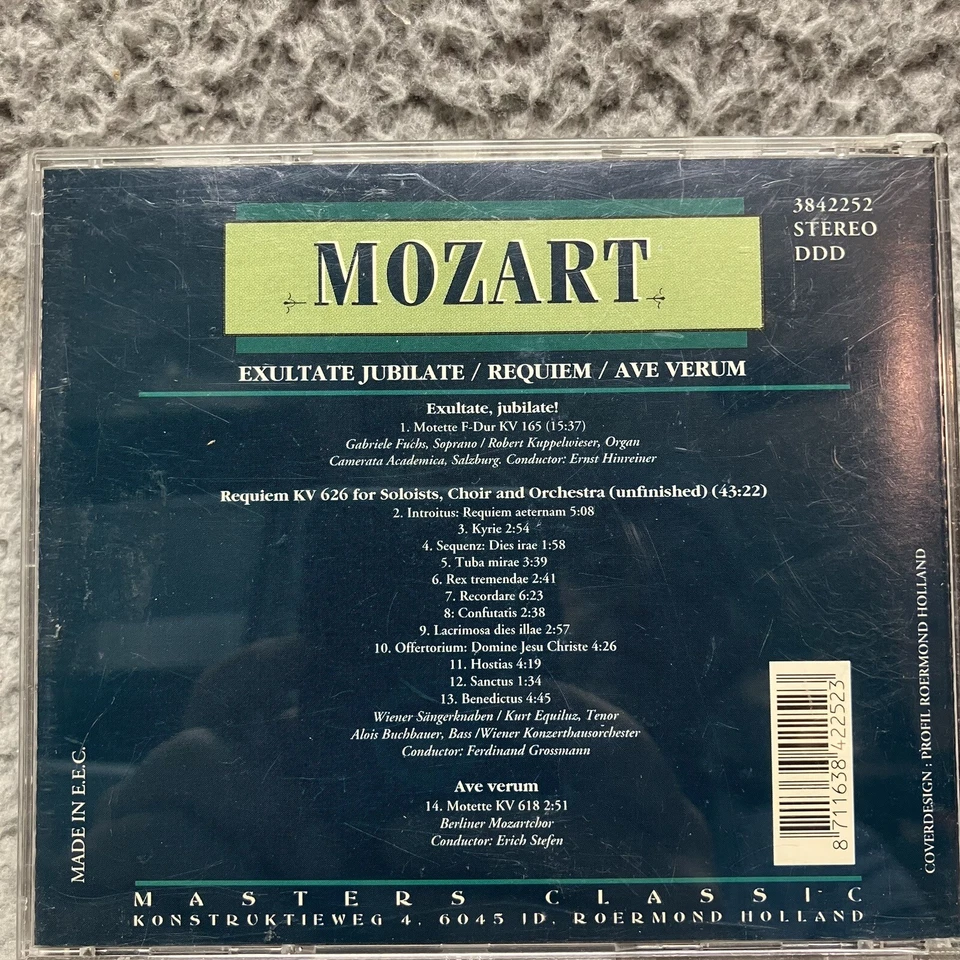 Mozart Exultate Jubilate Requiem KV626 Ave Verum Master Classics 1756-1791 (CD) - Imagem 4 de 4