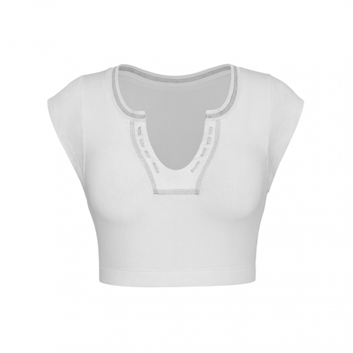Camiseta informal top sexy estilo súper corta ajustada de manga corta para mujer Spice Girl - Imagen 8 de 22