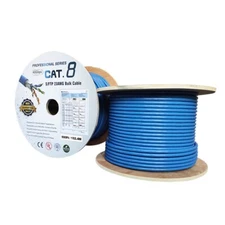 500Ft Cat.8 Solid S/FTP Bulk Wire 23AWG 40Gbps   Blue