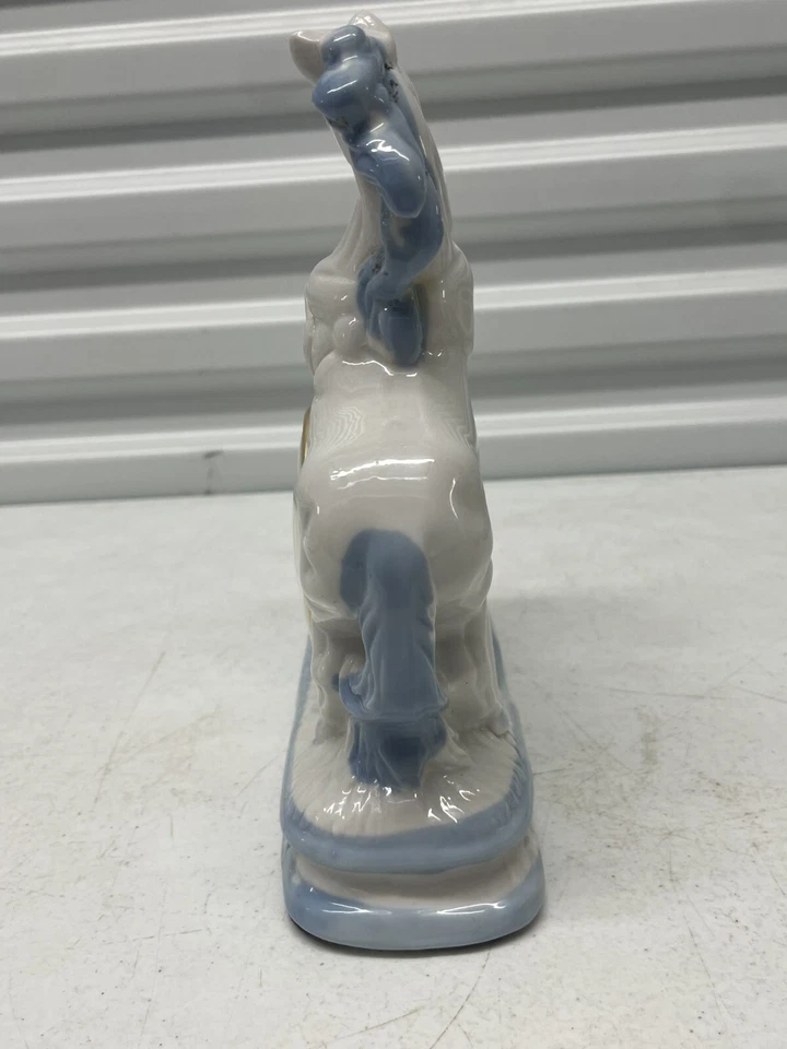 Reloj de cuarzo analógico vintage azul blanco porcelana Landex caballos de lucha abrigo Foto 2 de 4