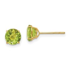 Real 14kt Yellow Gold Madi K Round Peridot 6mm Post Earrings