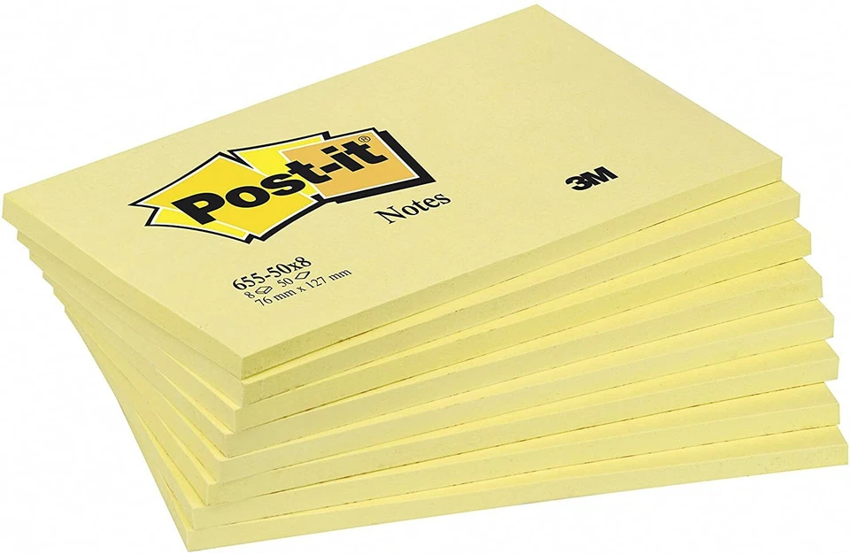 Post-it Notes 655 – Selbstklebende Haftnotizzettel in 76 x 127 mm – 12 Blöcke
