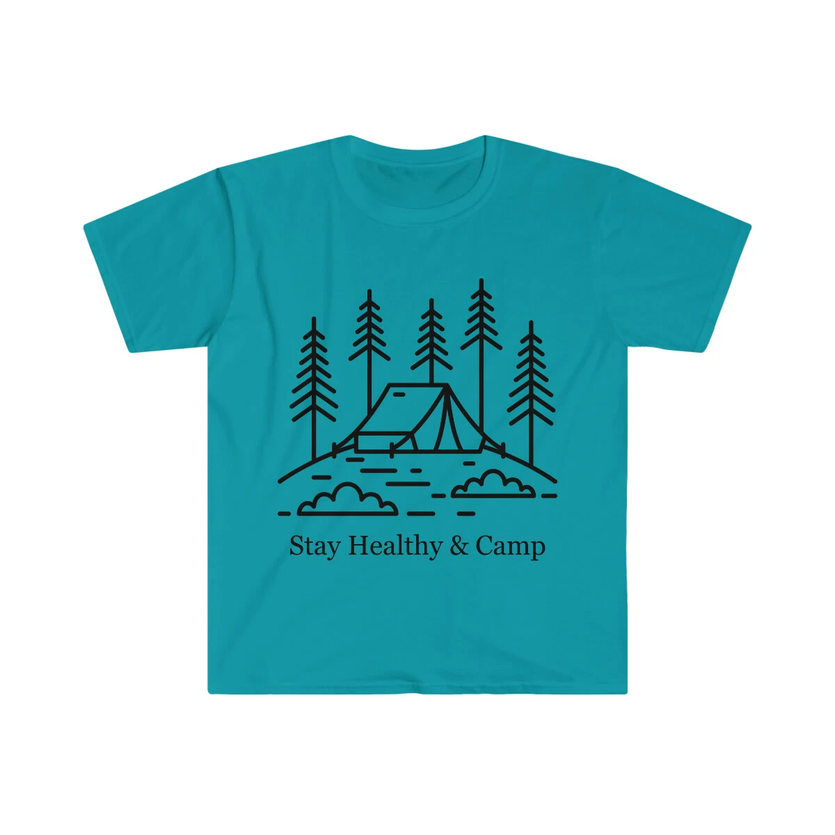 Stay Healthy and Camp Graphic Unisex Softstyle T-Shirt in Sizes S-3XL