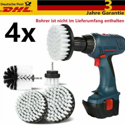4tlg Reinigungsbürste Bürstenaufsatz Set Bohrmaschine Akkuschrauber Auto Polster